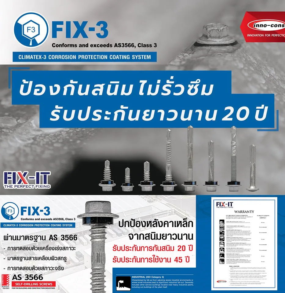 สกรู fix-3 ป้องกันสนิม