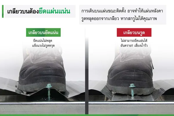 สกรูติดตั้งเมทัลชีท ที่ได้คุณภาพ เกลียวบนของสกรูต้องแน่น