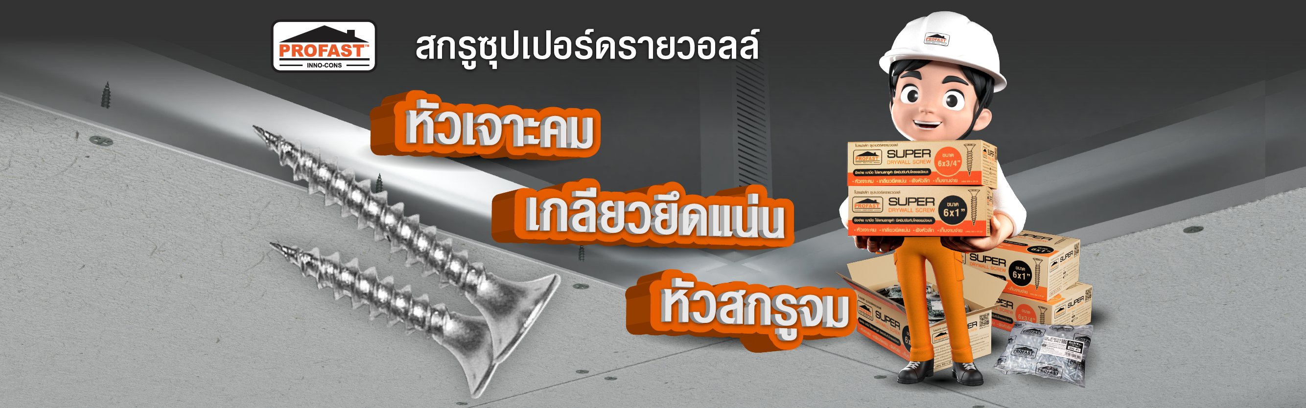 สกรูยึดแผ่นยิบซั่ม สกรูซูปเปอร์ดรายวอลล์ ซื้อยกลังคุ้มกว่า