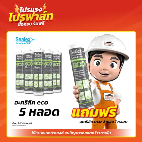 โปรโมชั่นอะคริลิคยาแนว SX-ECO ซื้ออะคริลิคยาแนว Sx-ECO ครบ 5 หลอดแถมฟรี 1หลอด