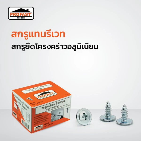 สกรูแทนรีเวท ยึดโครงคร่าวผนังเบา