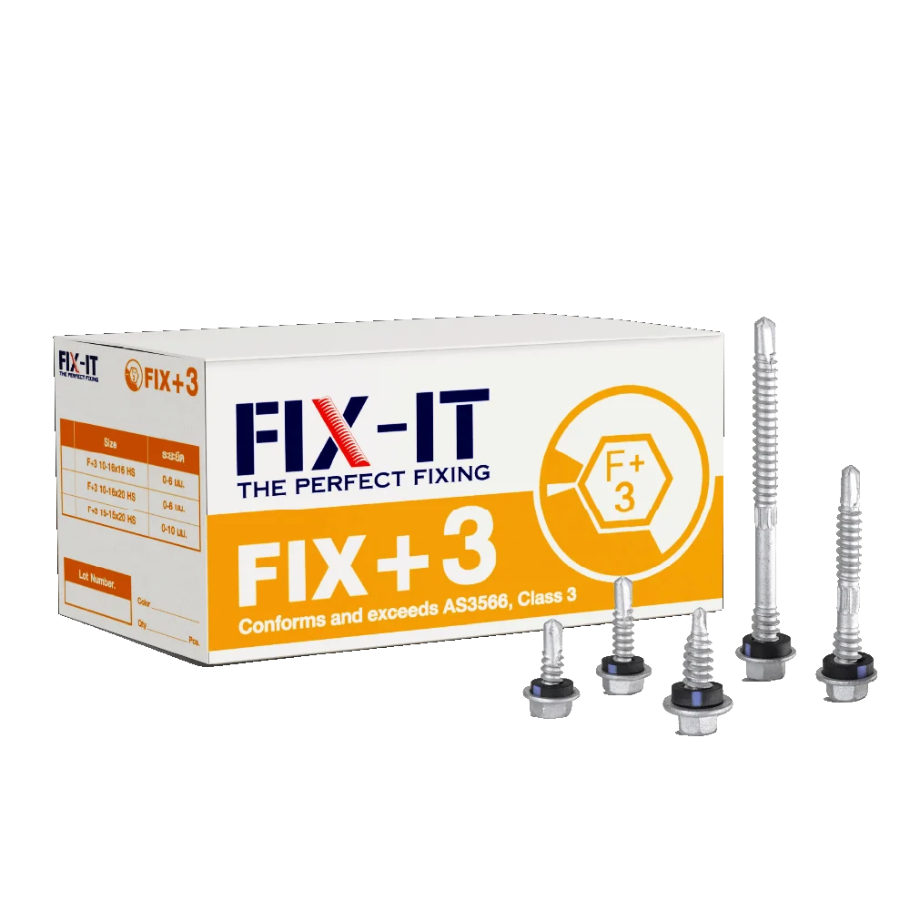 สกรูเมทัลชีท Fix+3 ป้องกันสนิม หัวเจาะคม เจาะยึดแปเหล็กหนา